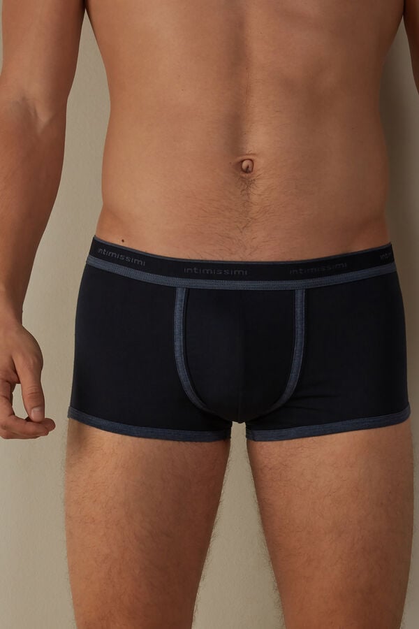 Intimssimi Stretch Supima® Cotton Boxer Shorts with Logo Detail Azules | PEJZR72336