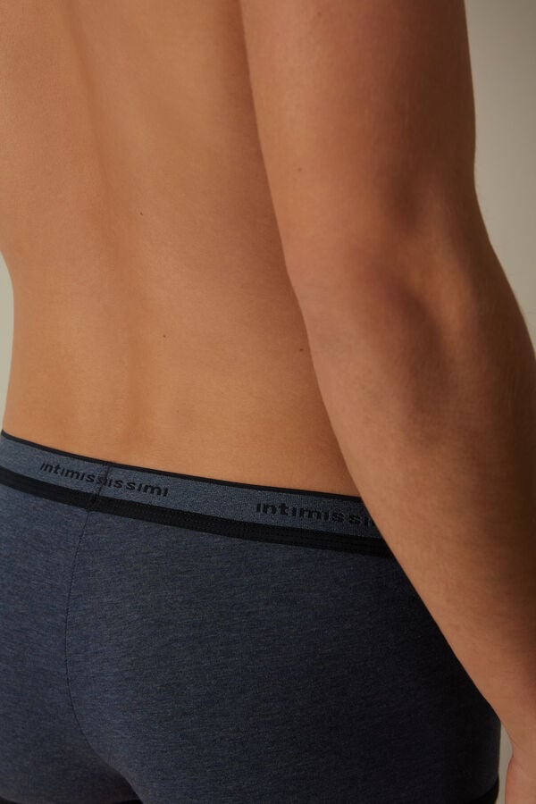 Intimssimi Stretch Supima® Cotton Boxer Shorts with Logo Detail Azules | PENZX91705