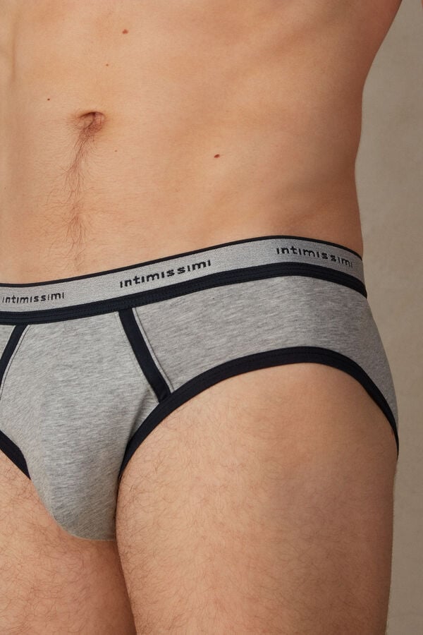 Intimssimi Stretch Supima® Cotton Brief with Logo Detail Azules | LPETR68692