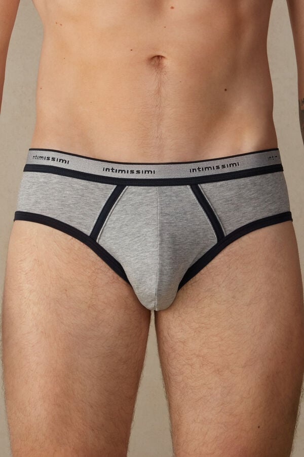 Intimssimi Stretch Supima® Cotton Brief with Logo Detail Azules | LPETR68692