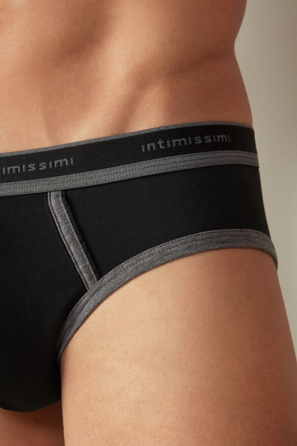 Intimssimi Stretch Supima® Cotton Brief with Logo Detail Negras | PEJZR20723