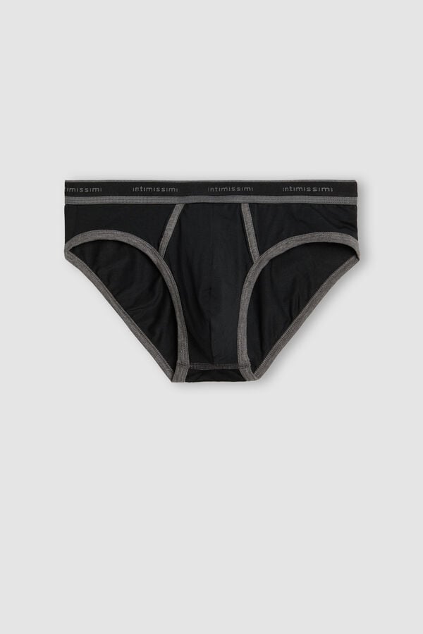 Intimssimi Stretch Supima® Cotton Brief with Logo Detail Negras | PEJZR20723