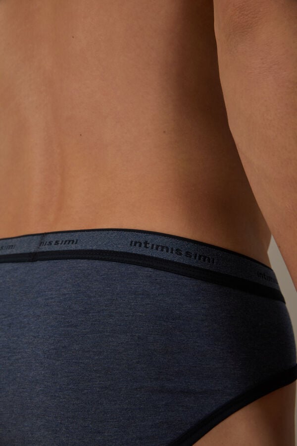 Intimssimi Stretch Supima® Cotton Brief with Logo Detail Azules | PEXMI97400