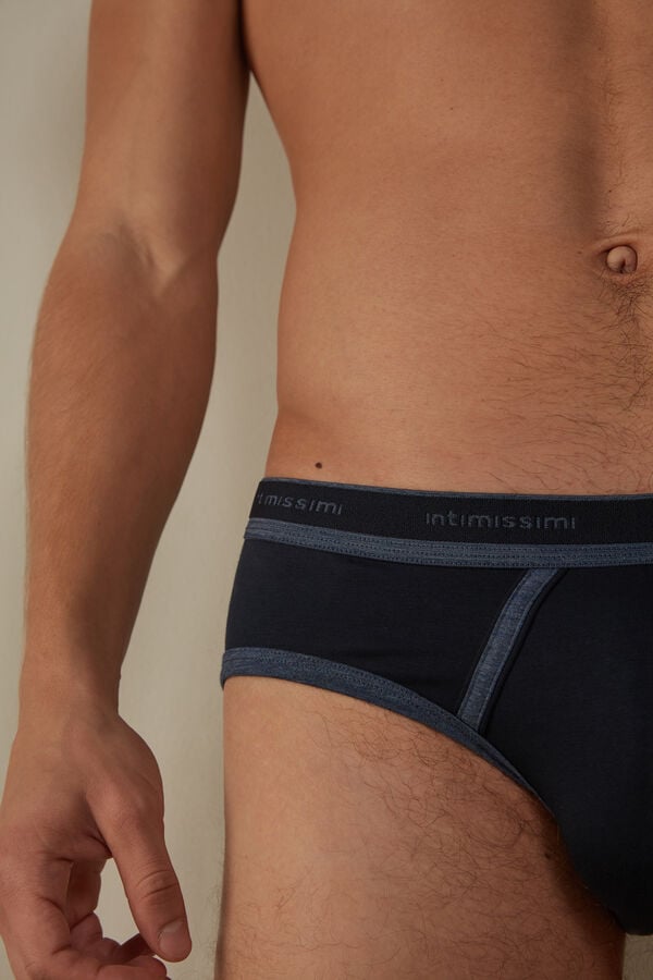 Intimssimi Stretch Supima® Cotton Brief with Logo Detail Azules | PPEQX91110