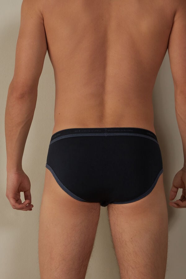 Intimssimi Stretch Supima® Cotton Brief with Logo Detail Azules | PPEQX91110