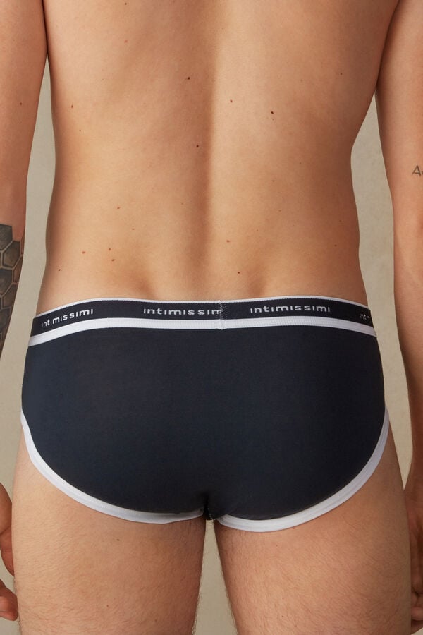 Intimssimi Stretch Supima® Cotton Brief with Logo Detail Azules | ZPENQ27971