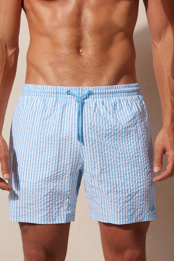 Intimssimi Stripe Print Seersucker Swim Trunks Azules | LPESX55798