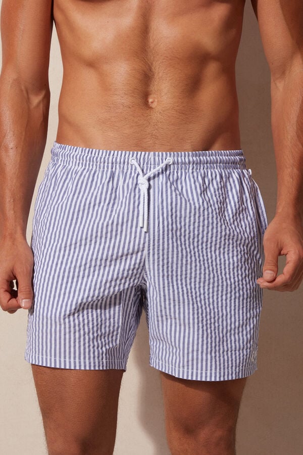 Intimssimi Stripe Print Seersucker Swim Trunks Azules | PEEAH15894