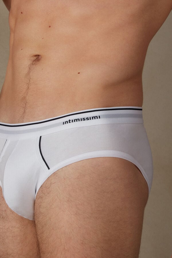 Intimssimi Supima Cotton Briefs with Visible Elastic Blancas | APEDF74600