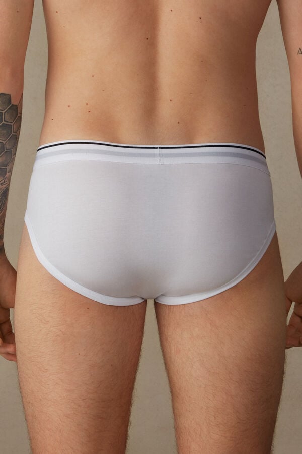 Intimssimi Supima Cotton Briefs with Visible Elastic Blancas | APEDF74600