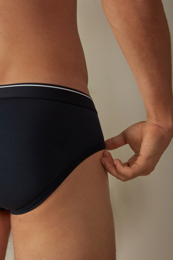 Intimssimi Supima Cotton Briefs with Visible Elastic Azules | PEXMI74909