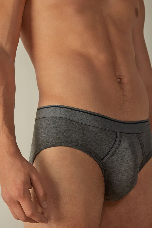 Intimssimi Supima Cotton Briefs with Visible Elastic Gris Oscuro | QPEWA26177