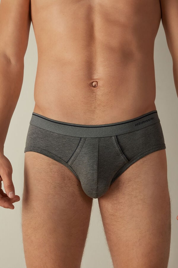 Intimssimi Supima Cotton Briefs with Visible Elastic Gris Oscuro | QPEWA26177