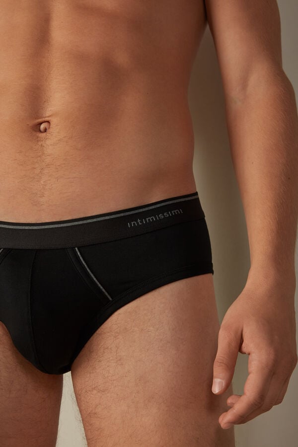 Intimssimi Supima Cotton Briefs with Visible Elastic Negras | TPEWZ61370