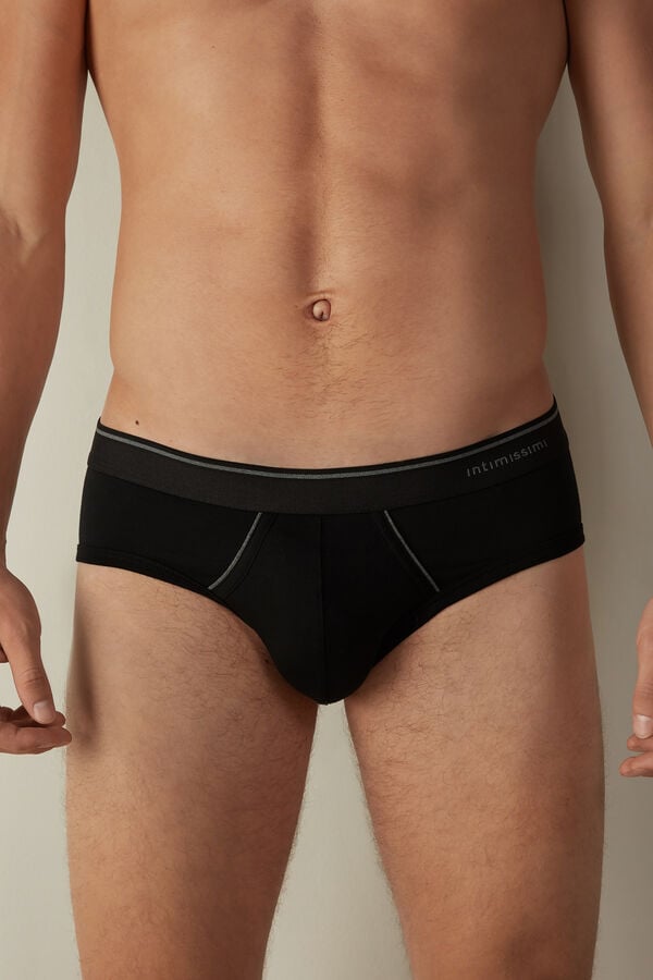 Intimssimi Supima Cotton Briefs with Visible Elastic Negras | TPEWZ61370