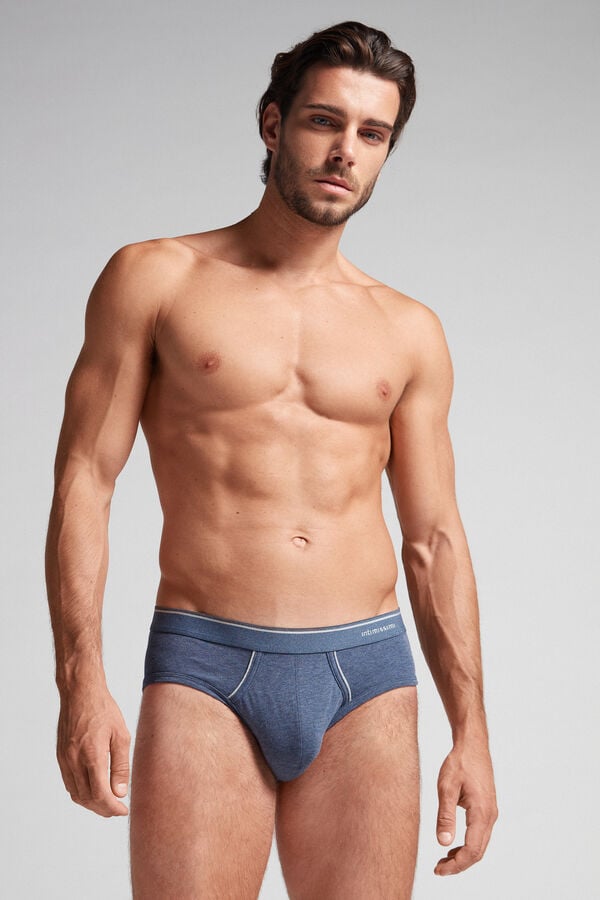 Intimssimi Supima Cotton Briefs with Visible Elastic Azules | XPEGW11902