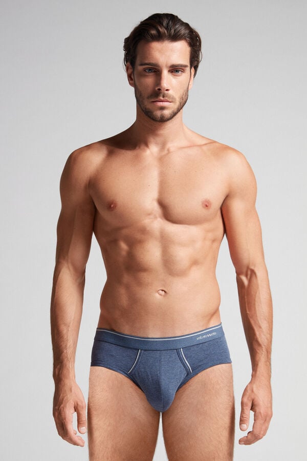 Intimssimi Supima Cotton Briefs with Visible Elastic Azules | XPEGW11902