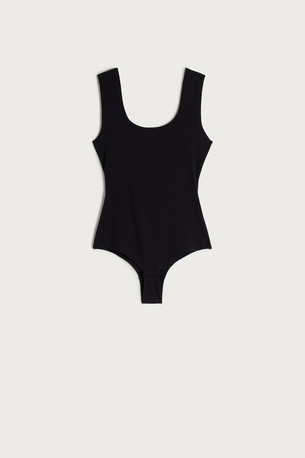 Intimssimi Supima Cotton® Scoop Neck Bodysuit Negras | PEQCS11715