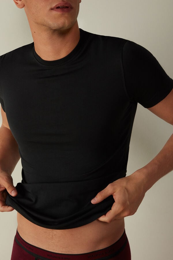 Intimssimi T-shirt in Stretch Supima® Cotton Negras | PECIF40987