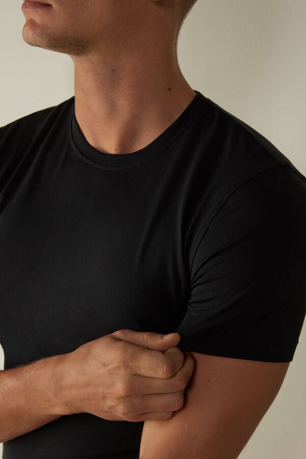 Intimssimi T-shirt in Stretch Supima® Cotton Negras | PECIF40987