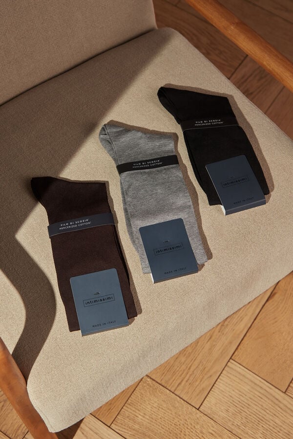 Intimssimi Tall Sateen Egyptian Cotton Socks Marrones | FPEHY73055