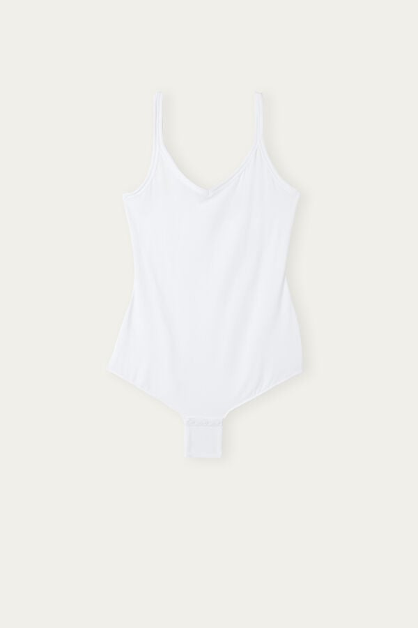 Intimssimi Tank Estilo Bodysuit in Supima® Ultralight Cotton Blancas | PEJBT86093