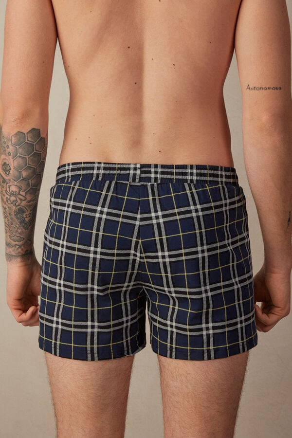 Intimssimi Tartan Patterned Cotton Jersey Relaxed Fit Boxers Azules | APEDF67815