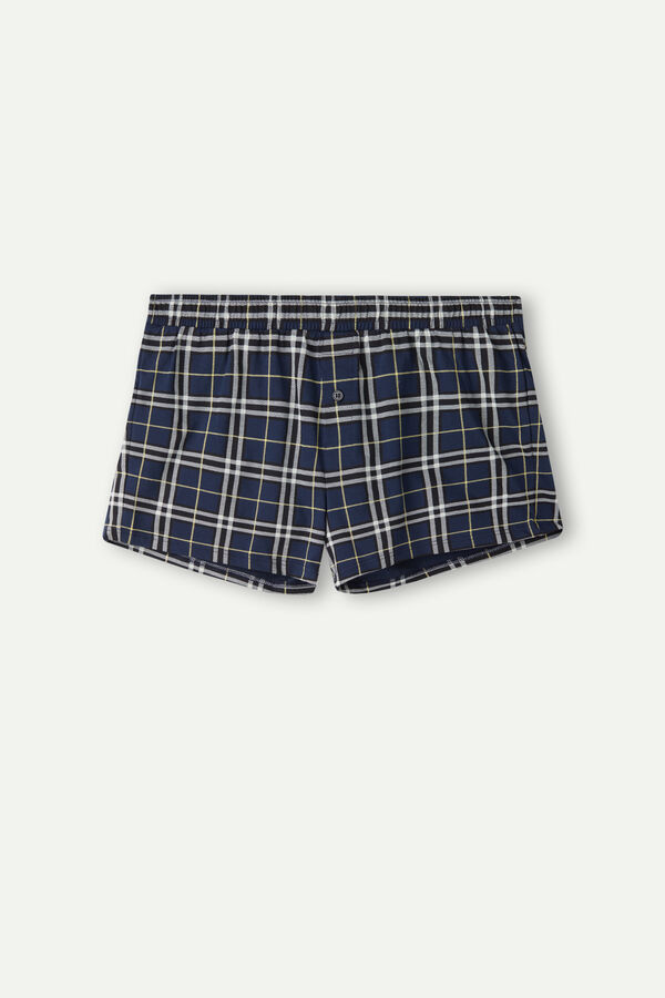 Intimssimi Tartan Patterned Cotton Jersey Relaxed Fit Boxers Azules | APEDF67815