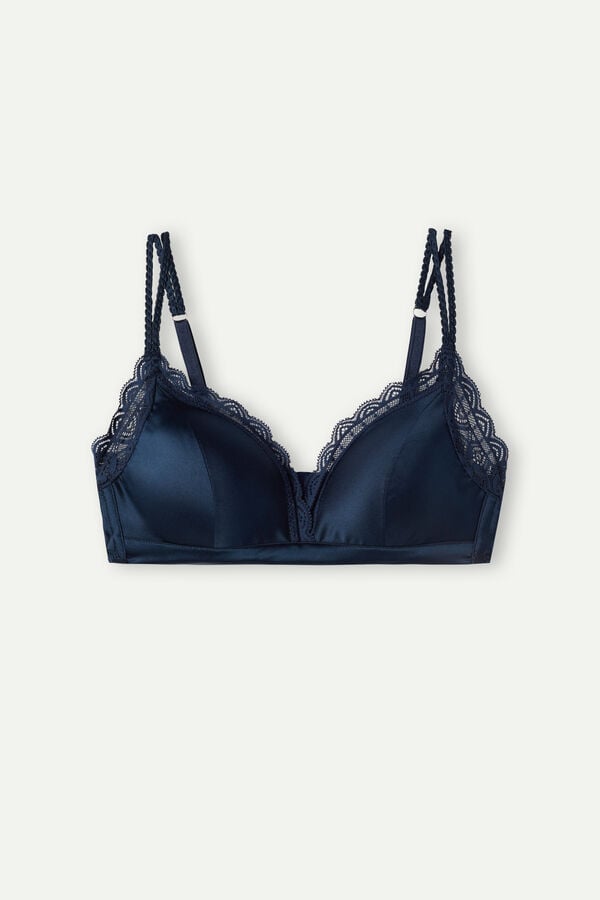 Intimssimi Tiziana Silk and Lace Triangle Bra Azules | DPEKV44725