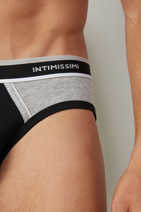 Intimssimi Two-Tone Stretch Supima® Cotton Briefs Negras | BPESO28957