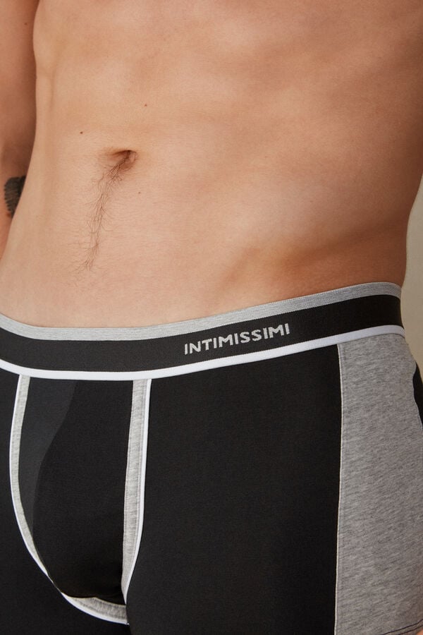 Intimssimi Two-tone Boxers in Stretch Supima® Cotton Negras | ZPENQ77261