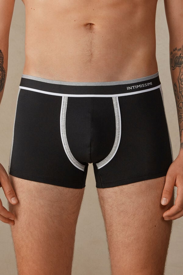 Intimssimi Two-tone Boxers in Stretch Supima® Cotton Negras | ZPENQ77261