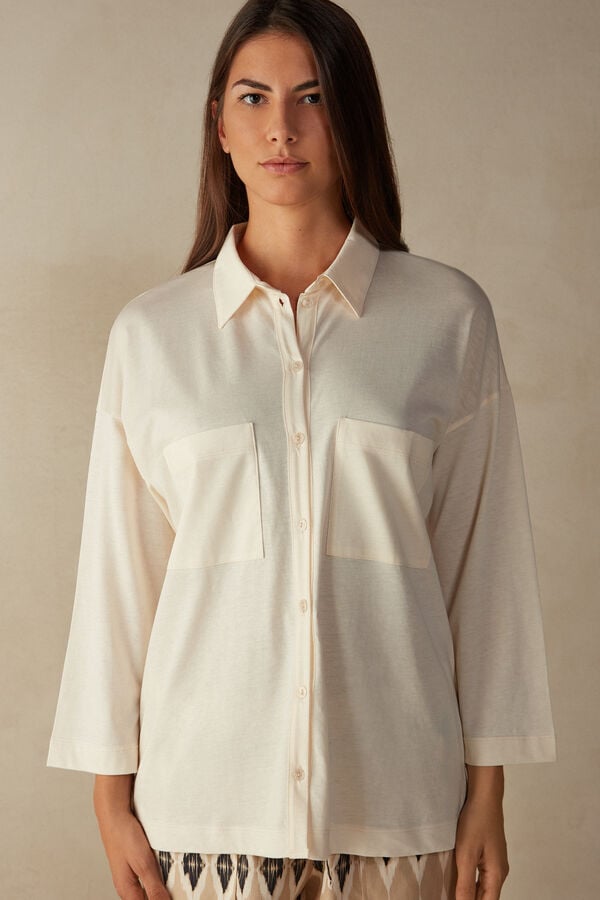 Intimssimi Urban Nomad Cotton Shirt Blancas | PEJBT52500