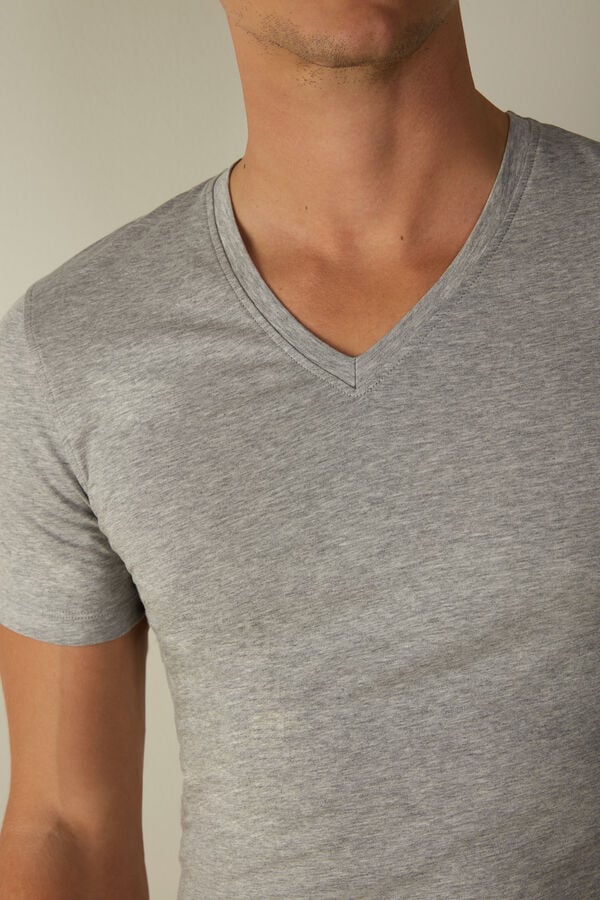 Intimssimi V-neck T-shirt in Stretch Supima® Cotton Gris | PEICD46530