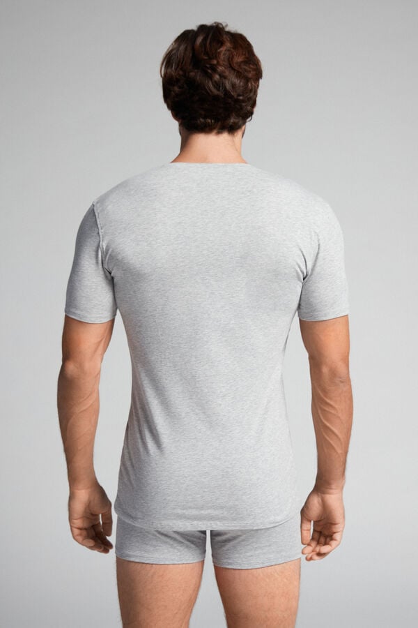 Intimssimi V-neck T-shirt in Stretch Supima® Cotton Gris | PEICD46530