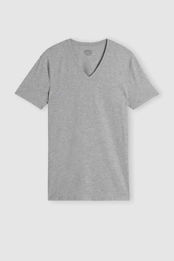 Intimssimi V-neck T-shirt in Stretch Supima® Cotton Gris | PEICD46530