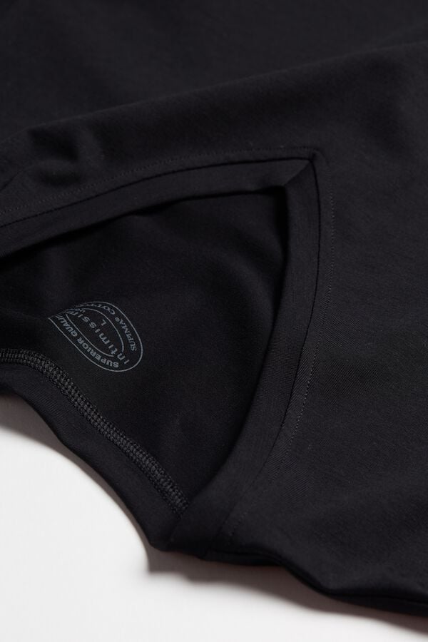 Intimssimi V-neck T-shirt in Stretch Supima® Cotton Negras | YPEVQ40913