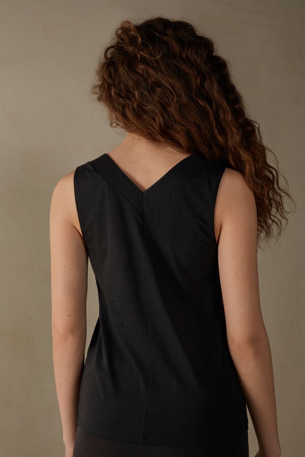 Intimssimi V-neck Top in Supima® Ultrafresh Cotton Negras | QPEWA10315