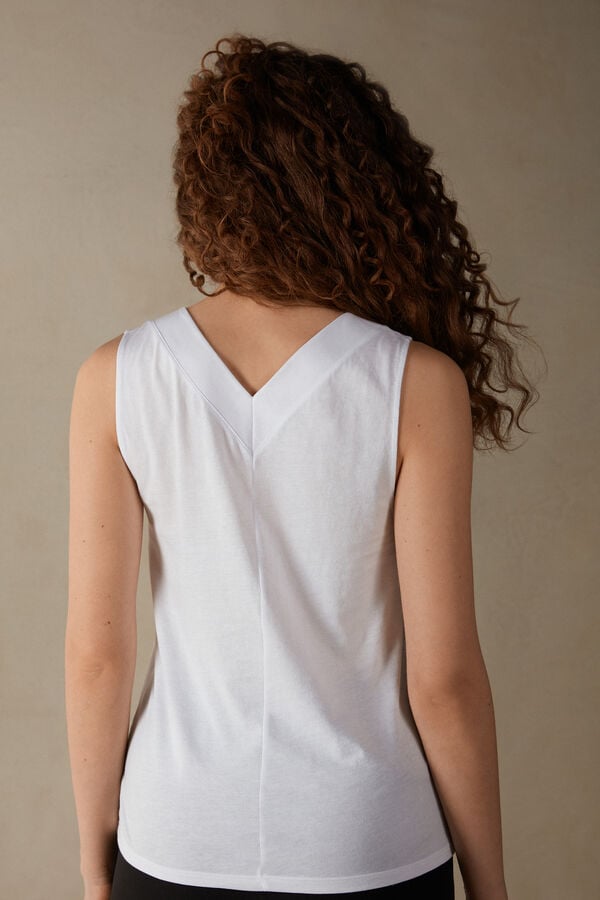 Intimssimi V-neck Top in Supima® Ultrafresh Cotton Blancas | SPEVO25053