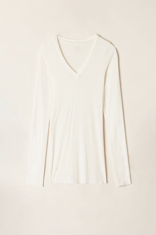 Intimssimi V-neck top in Modal Ultralight with Cashmere Blancas | APEWC29473