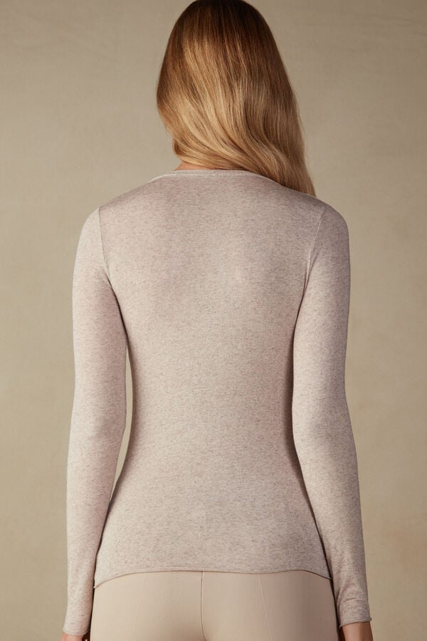 Intimssimi V-neck top in Modal Ultralight with Cashmere Natural | PEDFL11977