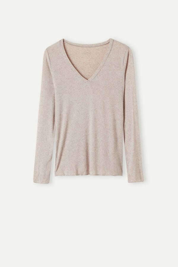 Intimssimi V-neck top in Modal Ultralight with Cashmere Natural | PEDFL11977