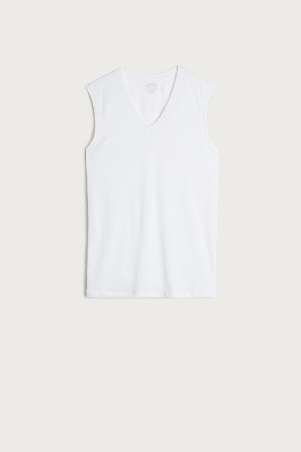 Intimssimi Wide-Strap Supima Cotton Tank Top Blancas | PEZDE17263