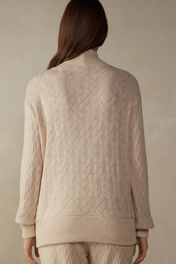 Intimssimi Winter Braid Long Sleeve Jacquard Cardigan Natural | PEDFL18051