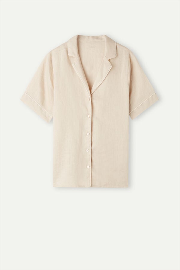 Intimssimi Yacht Night Linen Short Sleeve Shirt Natural | LPETR30146