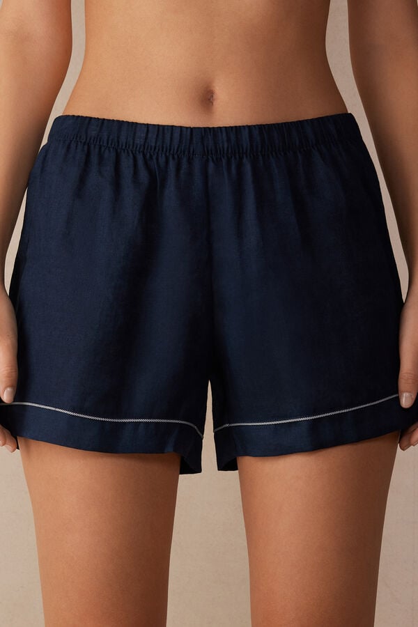 Intimssimi Yacht Night Linen Shorts Azules | XPEBH92523